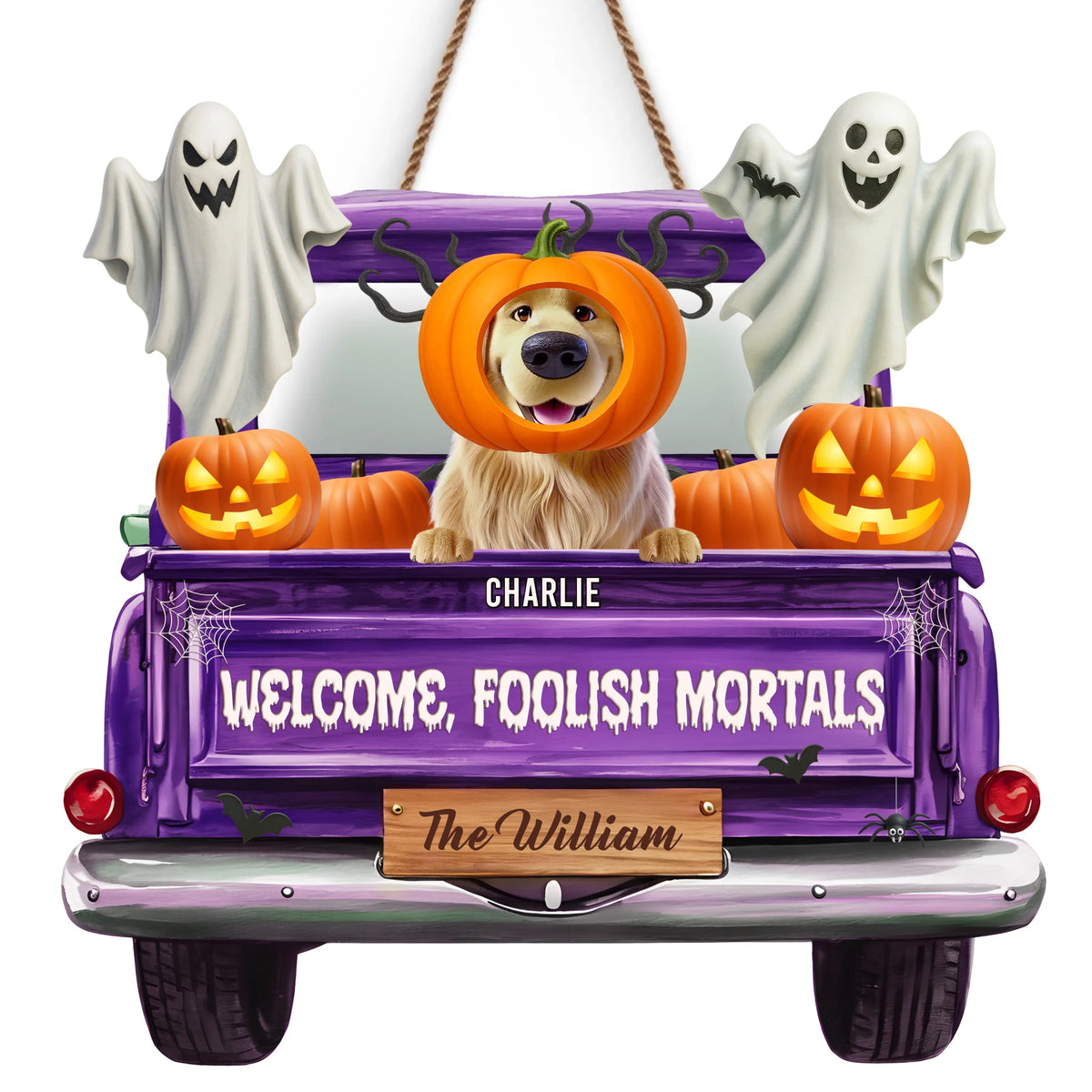 Custom Wood Sign - Personalized Halloween Birthday Gifts For Dog Cat Lovers, Dog Dad And Mom, Cat Owners - Trick Or Treat, Paws On Repeat