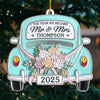 Custom Metal Ornament - Personalized Anniversary Christmas Wedding Gifts For Husband And Wife, Him And Her - Driving Into Forever Together
