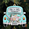 Custom Metal Ornament - Personalized Anniversary Christmas Wedding Gifts For Husband And Wife, Him And Her - Driving Into Forever Together