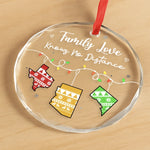 Custom Long Distance Circle Glass Ornament - Personalized Christmas Best Friend Birthday Gifts For Family - Wish We Were Closer Always