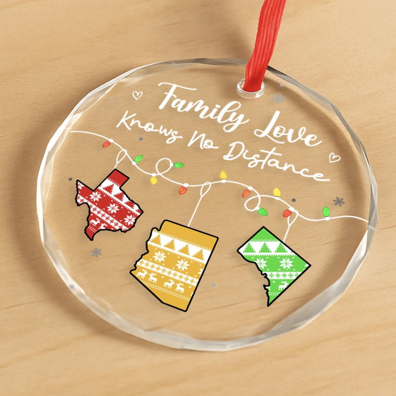 Custom Long Distance Circle Glass Ornament - Personalized Christmas Best Friend Birthday Gifts For Women, Besties, Sisters, BFF, Family - Wish We Were Closer Always