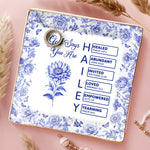 Custom Name Christian Floral Scripture Gift - Personalized Full-print Jewelry Dish