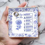 Custom Name Christian Floral Scripture Gift - Personalized Full-print Jewelry Dish
