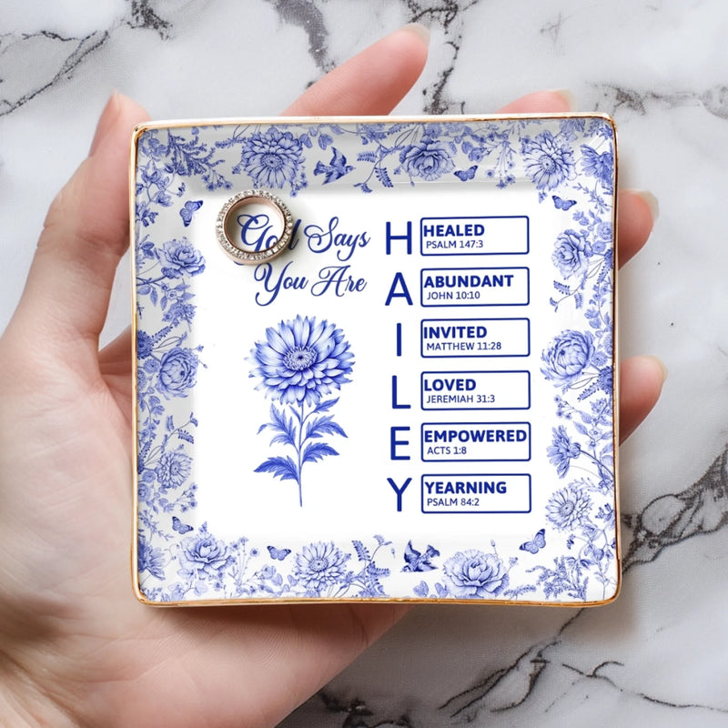 Custom Full-Print Jewelry Dish - Personalized Best Friend Birthday Gifts For Women, Besties, Sisters, BFF  - Blessed And Loved