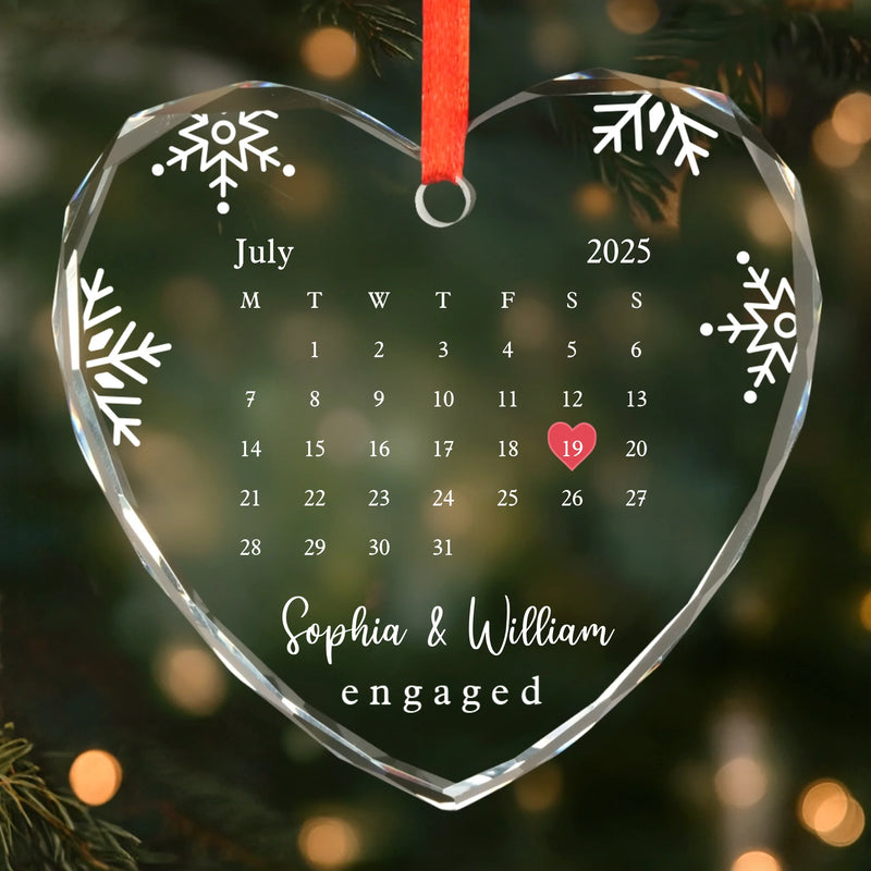 Custom Heart Glass Ornament - Personalized Anniversary Christmas Wedding Gifts For Husband And Wife, Him And Her - Married And Merry
