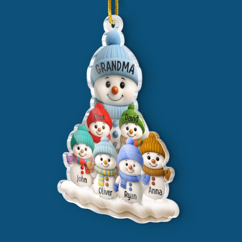Custom Acrylic Ornament - Personalized Christmas Birthday Gifts For Mom, Grandma - Frosty Family Fun