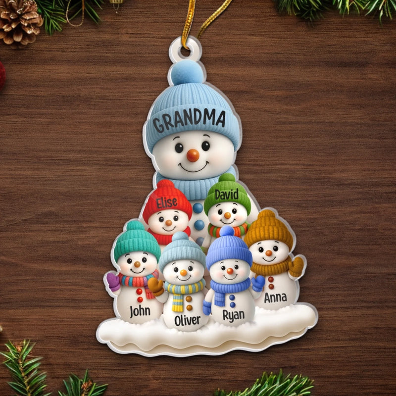 Custom Acrylic Ornament - Personalized Christmas Birthday Gifts For Mom, Grandma - Frosty Family Fun