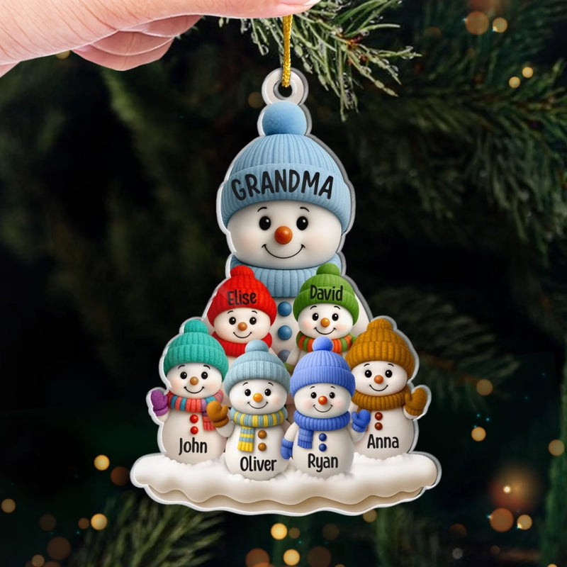 Custom Acrylic Ornament - Personalized Christmas Birthday Gifts For Mom, Grandma - Frosty Family Fun