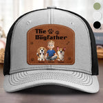 Custom Name Dogfather Gifts for Dog Lovers - Personalized Custom Shaped Leather Patch Cap