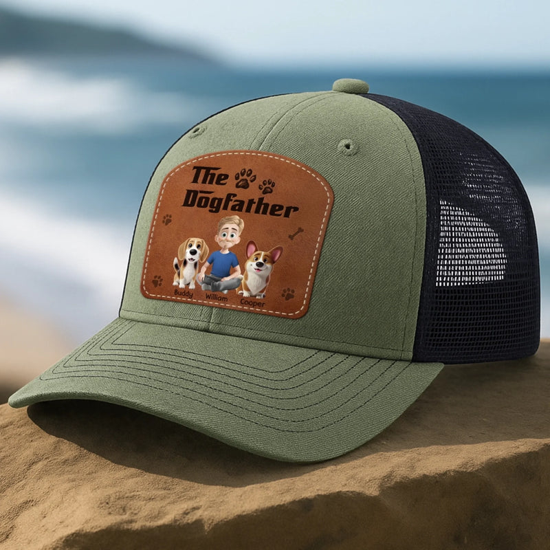 Custom Shaped Leather Patch Hat - Personalized Birthday Gifts For Dog Lovers, Dog Dad And Mom - Treat Dealer