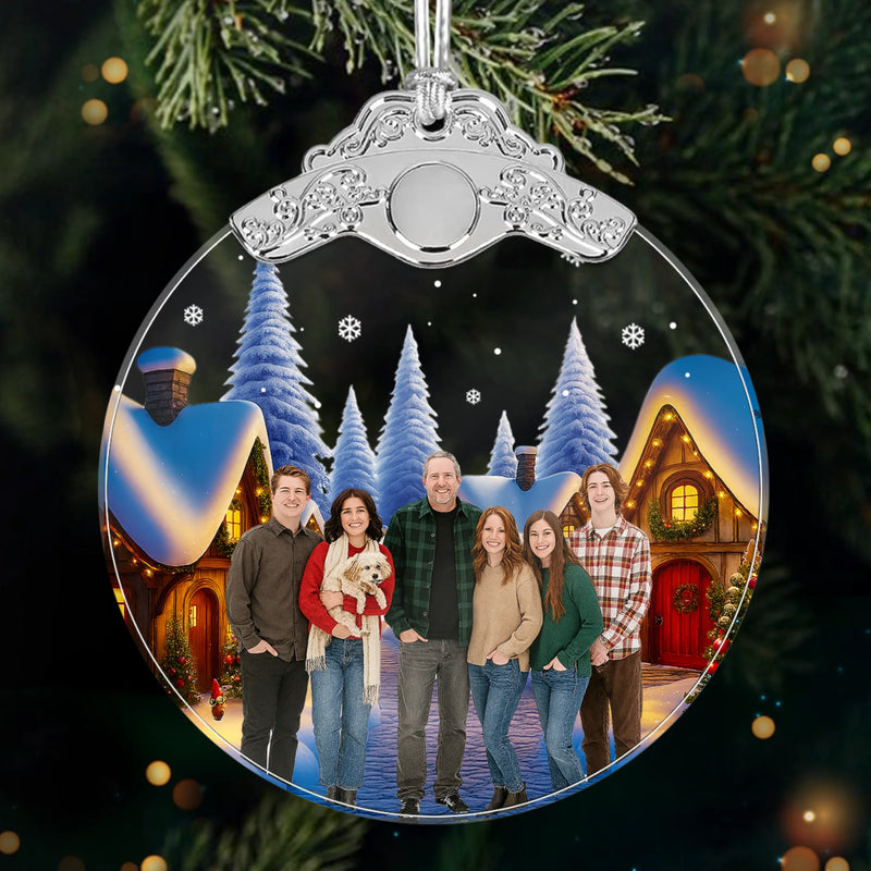 Custom Photo Glass Ornament - Personalized Christmas Birthday Gifts For Mom, Dad, Kids - Home For The Holidays