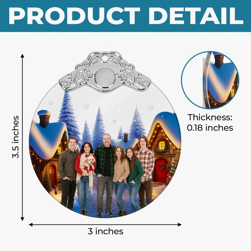 Custom Photo Glass Ornament - Personalized Christmas Birthday Gifts For Mom, Dad, Kids - Home For The Holidays
