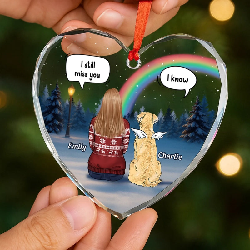 Custom Heart Glass Ornament -  Personalized Pet Christmas Memorial Sympathy Gifts For Dogs, Cats - Still With Me
