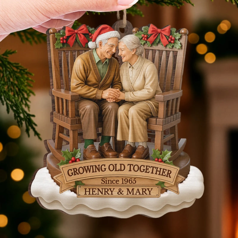 Custom Wood Ornament - Personalized Anniversary Christmas Wedding Gifts For Husband And Wife, Him And Her - Love Grows With The Years