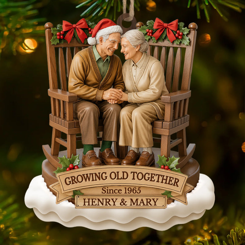 Custom Wood Ornament - Personalized Anniversary Christmas Wedding Gifts For Husband And Wife, Him And Her - Love Grows With The Years