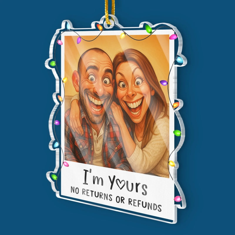 Custom Photo Funny Caricature Acrylic Ornament - Personalized Anniversary Christmas Wedding Gifts For Husband And Wife, Him And Her - Our Christmas Clause