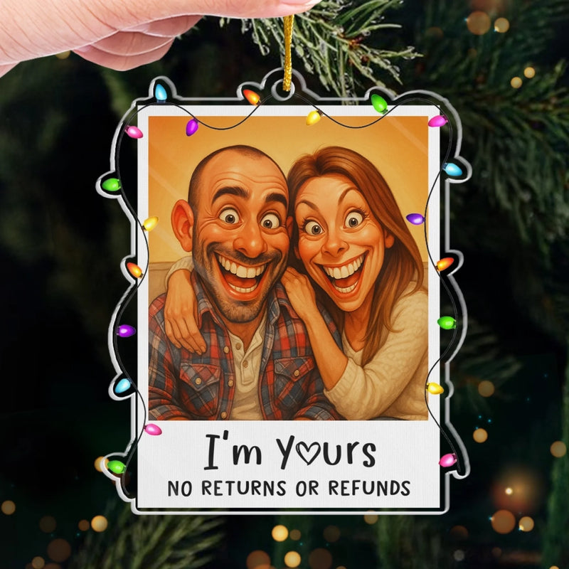 Custom Photo Funny Caricature Acrylic Ornament - Personalized Anniversary Christmas Wedding Gifts For Husband And Wife, Him And Her - Our Christmas Clause