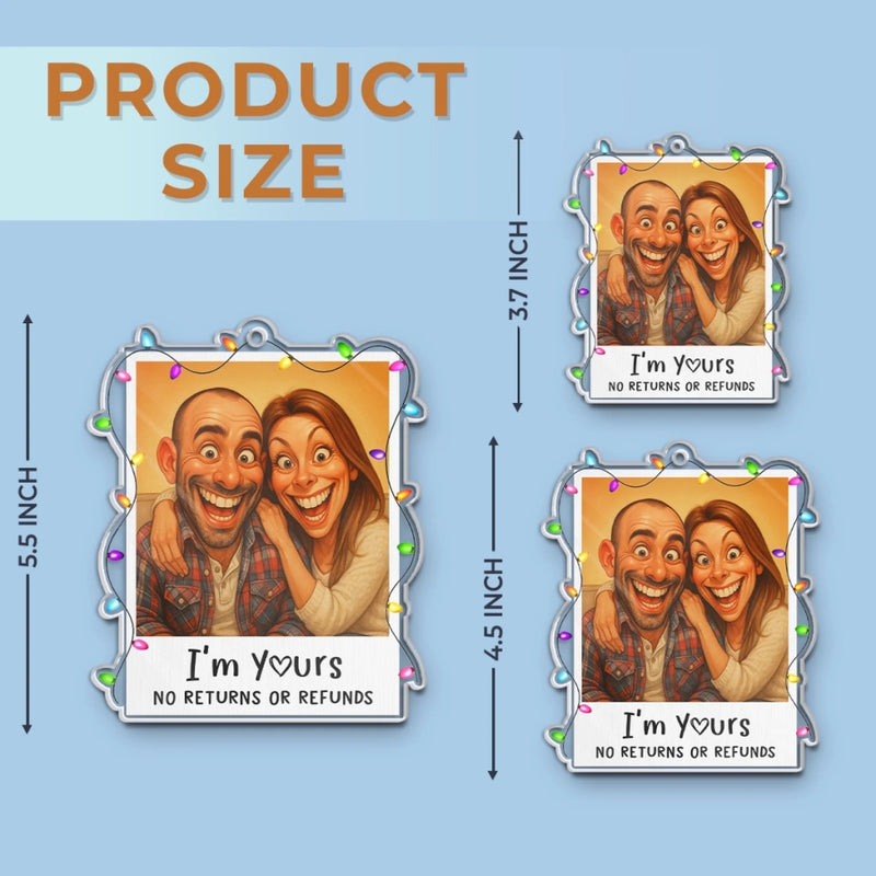 Custom Photo Funny Caricature Acrylic Ornament - Personalized Anniversary Christmas Wedding Gifts For Husband And Wife, Him And Her - Our Christmas Clause