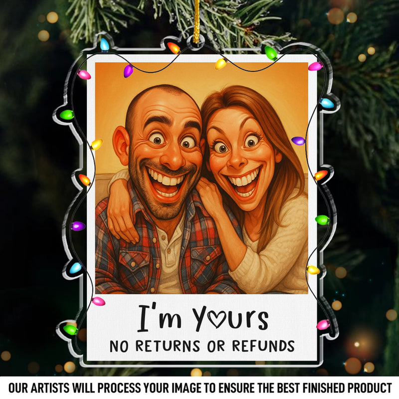 Custom Photo Funny Caricature Acrylic Ornament - Personalized Anniversary Christmas Wedding Gifts For Husband And Wife, Him And Her - Our Christmas Clause