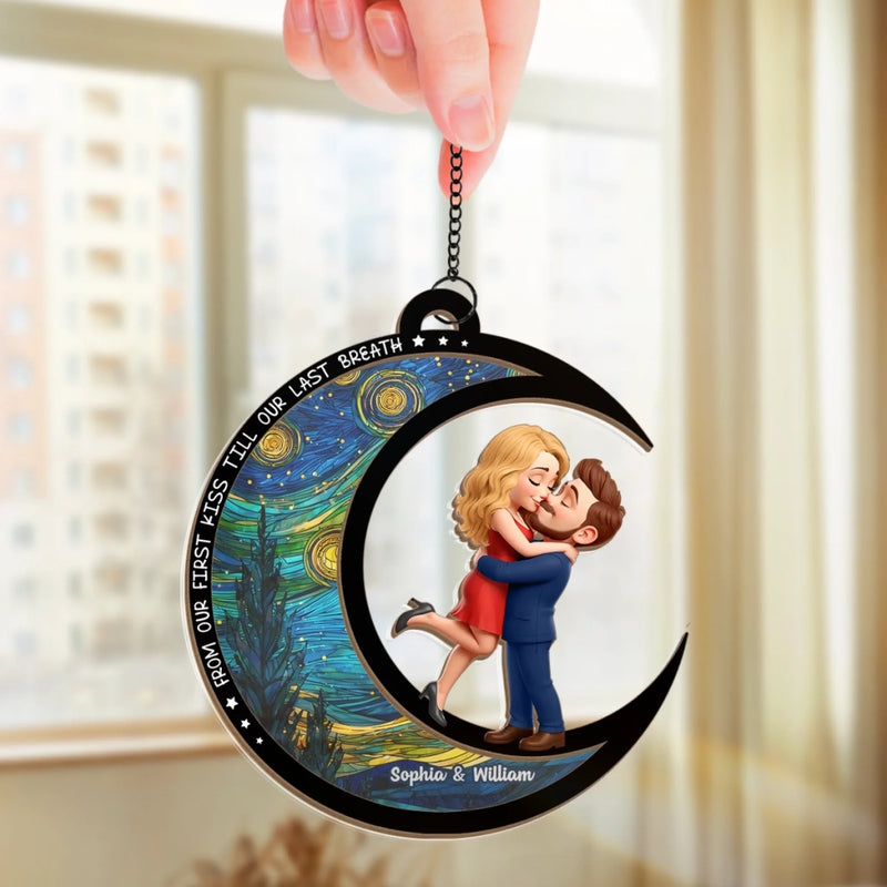 Custom Window Hanging Suncatcher Ornament - Personalized Anniversary Wedding Gifts For Husband And Wife, Him And Her - Love Under Starry Skies