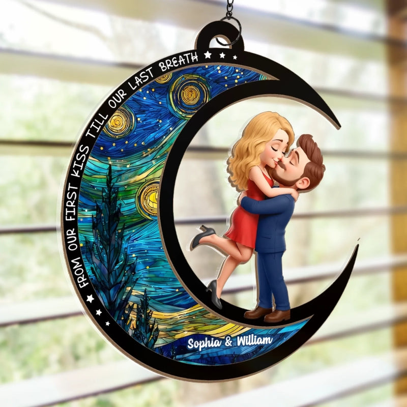 Custom Window Hanging Suncatcher Ornament - Personalized Anniversary Wedding Gifts For Husband And Wife, Him And Her - Love Under Starry Skies