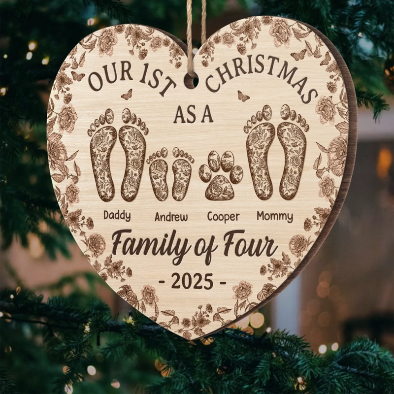 Custom Wood Ornament - Personalized Christmas Birthday Gifts For Mom, Dad, Kids - Home Is Together