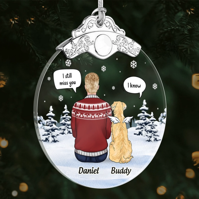 Custom Glass Ornament - Personalized Pet Christmas Memorial Sympathy Gifts For Dogs - Love Never Leaves