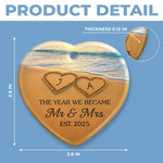 Custom Ceramic Ornament - Personalized Anniversary Christmas Wedding Gifts For Husband, Wife, Couple - Our Happily Ever After, Set In Sand