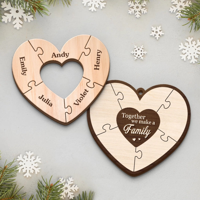 Custom Double Layer Wooden Ornament - Personalized Christmas Birthday Gifts For Mom, Dad, Kids - Pieces Of Our Heart