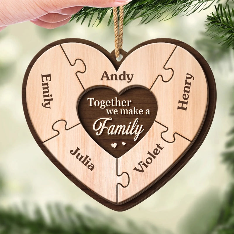 Custom Double Layer Wooden Ornament - Personalized Christmas Birthday Gifts For Mom, Dad, Kids - Pieces Of Our Heart