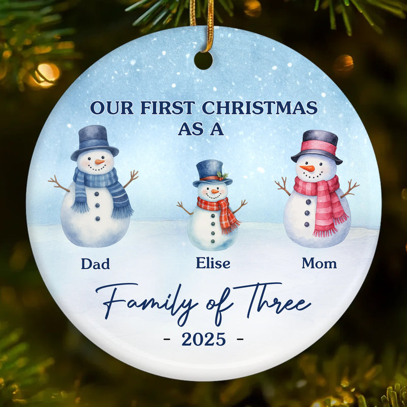 Custom Ceramic Ornament - Personalized Christmas Birthday Gifts For Mom, Dad, Kids - Our Frosty Family