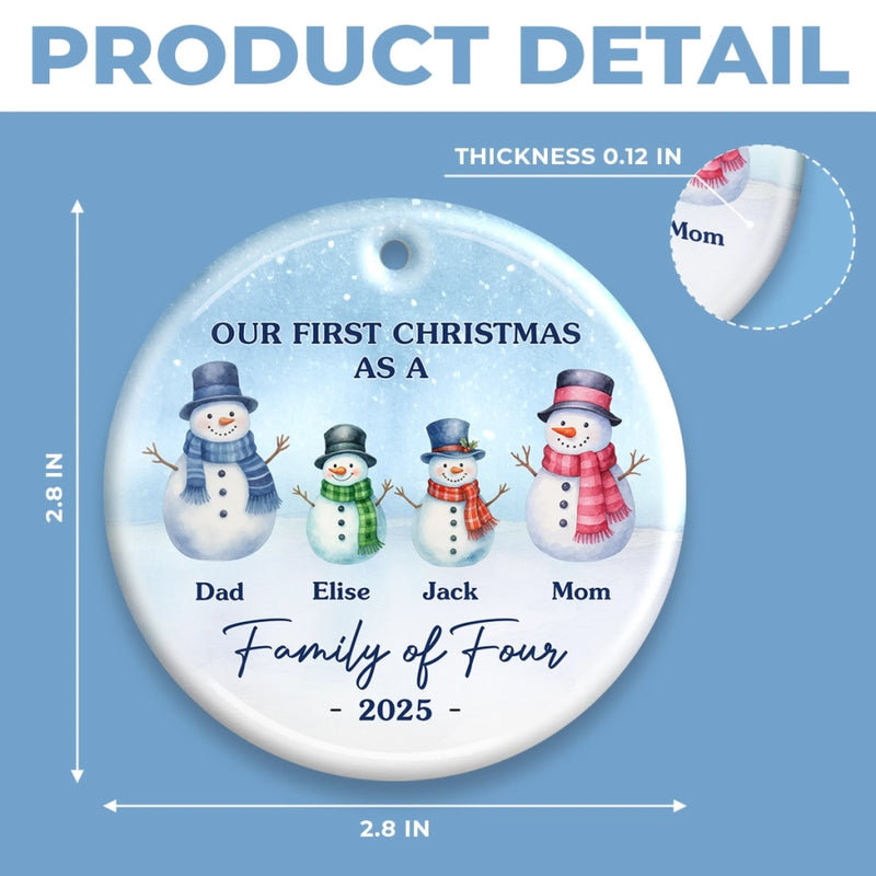 Custom Ceramic Ornament - Personalized Christmas Birthday Gifts For Mom, Dad, Kids - Our Frosty Family