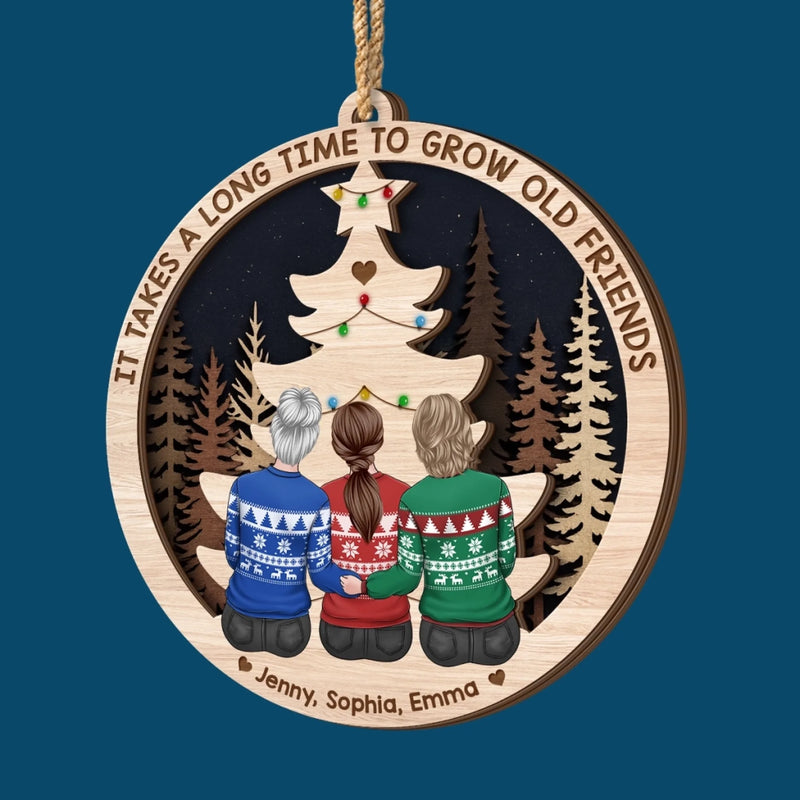 Custom Double Layer Wooden Ornament - Personalized Best Friend Christmas Birthday Gifts For Women, Besties, Sisters, BFF - Years Made Us Family