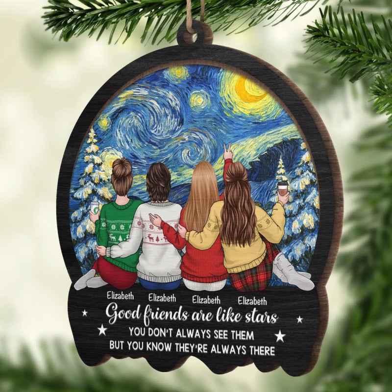 Custom Wood Ornament - Personalized Best Friend Christmas Birthday Gifts For Women, Besties, Sisters, BFF - Friends Until The Stars Fade