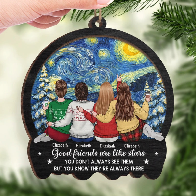 Custom Wood Ornament - Personalized Best Friend Christmas Birthday Gifts For Women, Besties, Sisters, BFF - Friends Until The Stars Fade