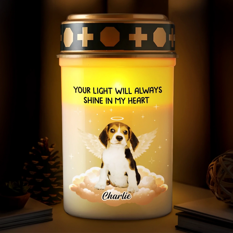 Custom Photo Solar Stake Lights - Personalized Pet Memorial Sympathy Gifts For Dogs, Cats - Your Light Still Warms My Soul