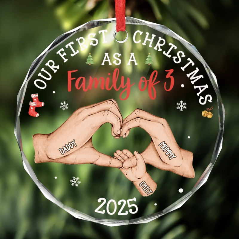 Custom Circle Glass Ornament - Personalized Christmas Birthday Gifts For Mom, Dad, Kids - Forever Our Little One