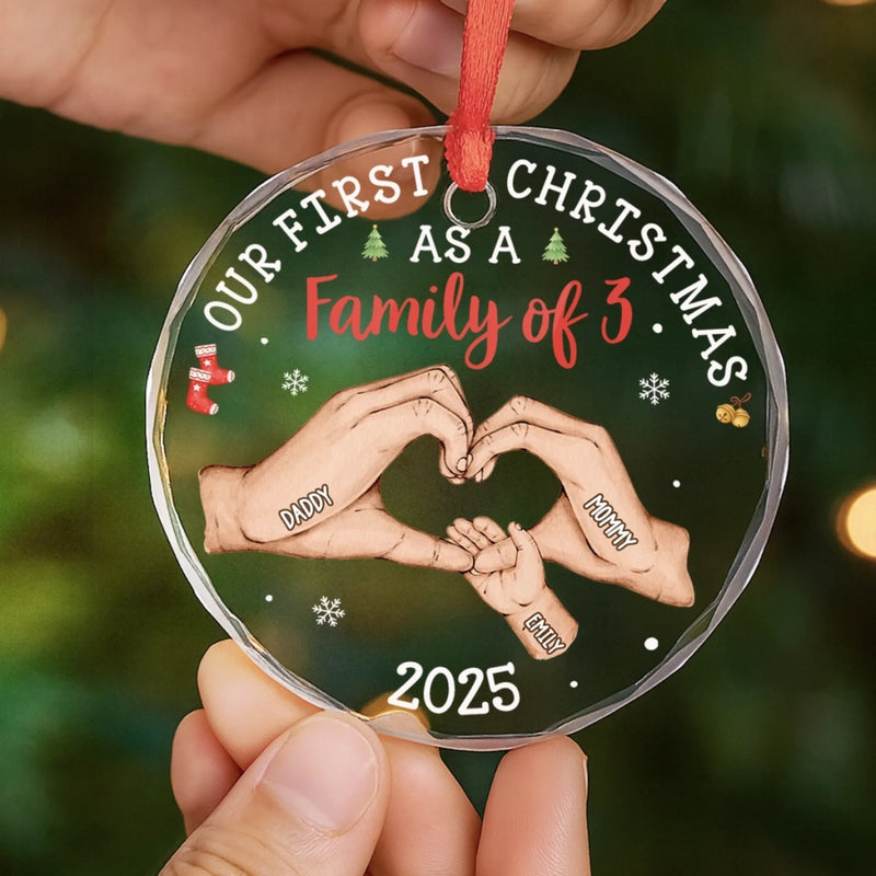 Custom Circle Glass Ornament - Personalized Christmas Birthday Gifts For Mom, Dad, Kids - Forever Our Little One