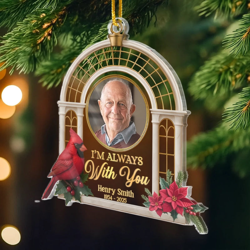 Custom Photo Acrylic Ornament - Personalized Christmas Memorial Sympathy Gifts For Loss Of Mom, Dad - Gone From Sight, Never From Heart