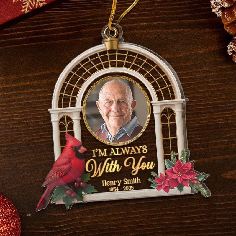 Custom Photo Acrylic Ornament - Personalized Christmas Memorial Sympathy Gifts For Loss Of Mom, Dad - Gone From Sight, Never From Heart