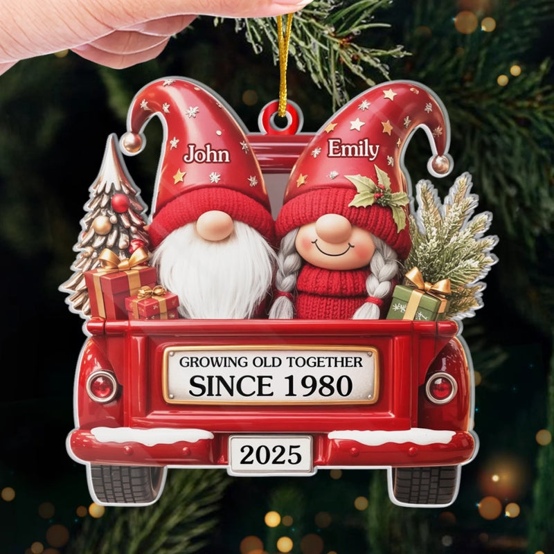 Custom Acrylic Ornament - Personalized Anniversary Christmas Wedding Gifts For Husband And Wife, Him And Her - Growing Old, Staying Merry