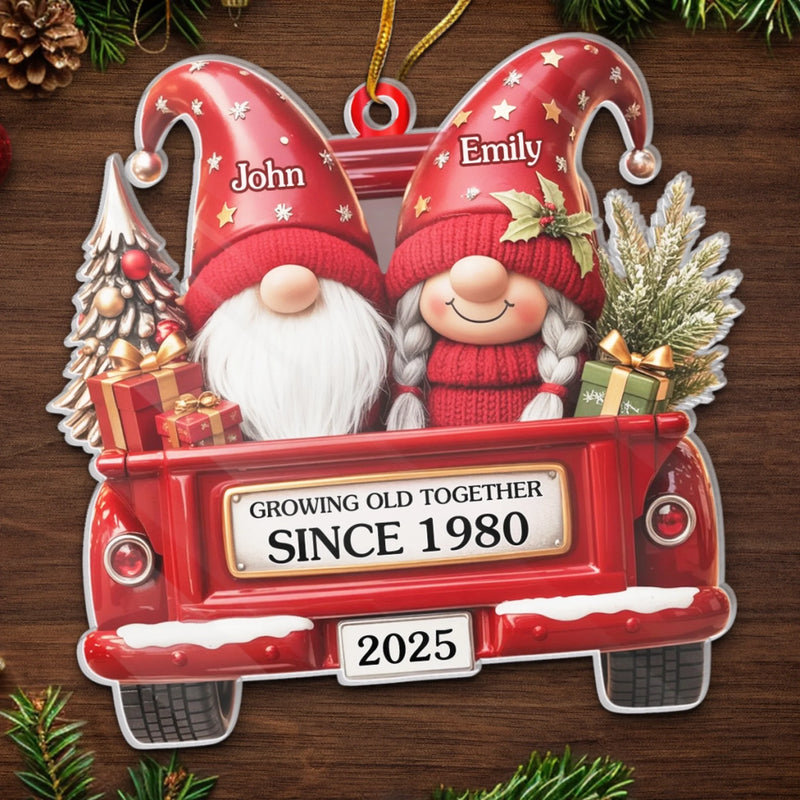 Custom Acrylic Ornament - Personalized Anniversary Christmas Wedding Gifts For Husband And Wife, Him And Her - Growing Old, Staying Merry