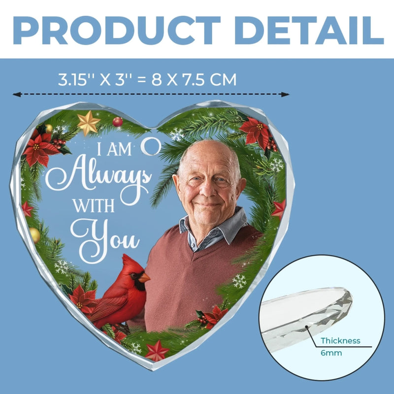 Custom Photo Heart Glass Ornament - Personalized Christmas Memorial Sympathy Gifts For Loss Of Mom, Dad - You’re Still My Guiding Star