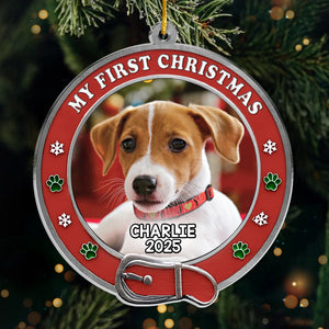 Custom Photo Metal Ornament - Personalized  Christmas Birthday Gifts For Dog Cat Lovers, Dog Dad And Mom, Cat Owners - New Paws, New Joy
