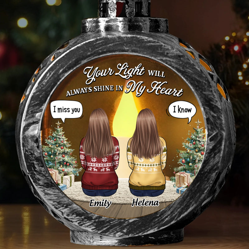 Custom Candlelight Lantern Ornament - Personalized Christmas Memorial Sympathy Gifts For Loss Of Mom, Dad - Together In Spirit, Forever In Love