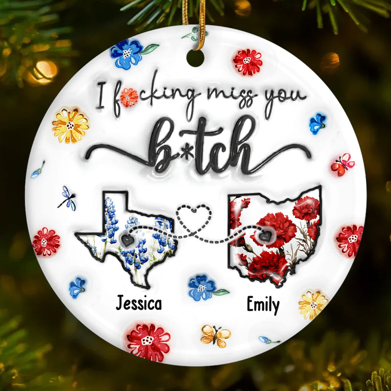 Custom Long Distance Ceramic Ornament - Personalized Best Friend Christmas Birthday Gifts For Women, Besties, Sisters, BFF - From State To State, Always My Mate