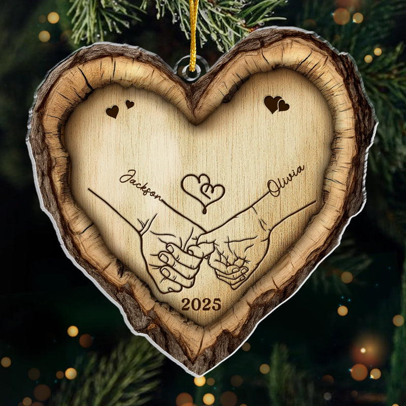 Custom Acrylic Ornament - Personalized Anniversary Christmas Wedding Gifts For Husband And Wife, Him And Her - Hand In Hand, Heart To Heart