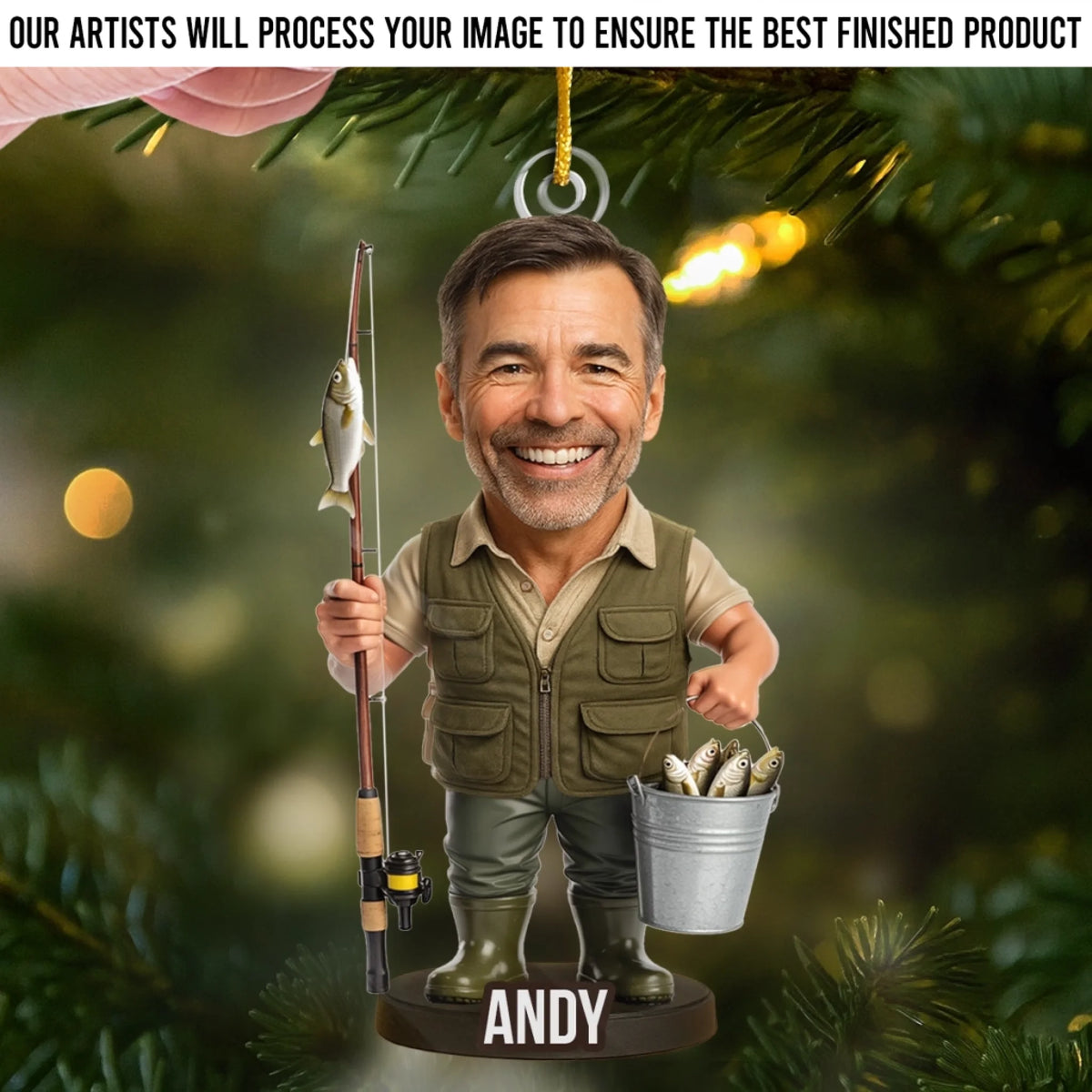 Custom Photo Acrylic Ornament - Personalized Christmas Birthday Fishing Gifts For Fisherman - Master Angler