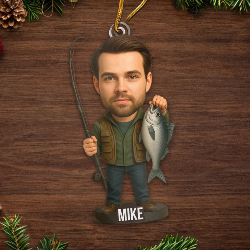 Custom Photo Acrylic Ornament - Personalized Christmas Birthday Fishing Gifts For Fisherman - Fishing Never Gets Old