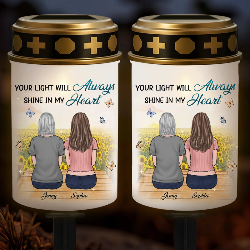 Custom Solar Stake Lights - Personalized Memorial Sympathy Gifts For Loss Of Mom, Dad - Still By My Side, Just Out Of Sight